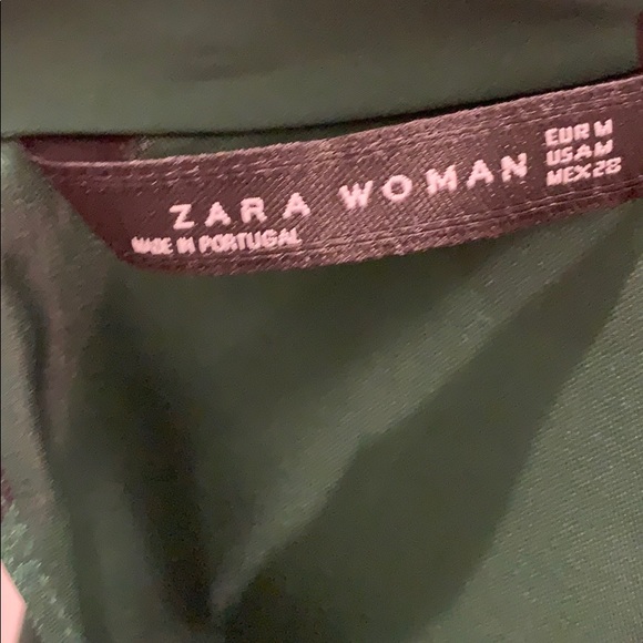 ZARA Dark green with black polka dots blouse - Picture 3 of 3
